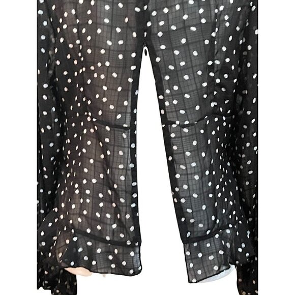Polka Dot Sheer Long Puffy Sleeves Blouse Size 12 - Picture 6 of 11